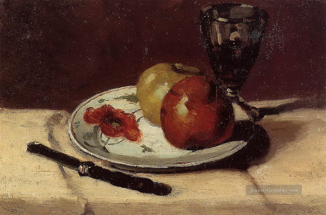 Stillleben Äpfeln und einem Glas Paul Cezanne Ölgemälde